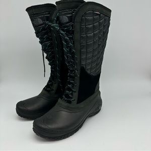 Womens The North Face Thermoball Utility quilted black tall snow boots shoes 9